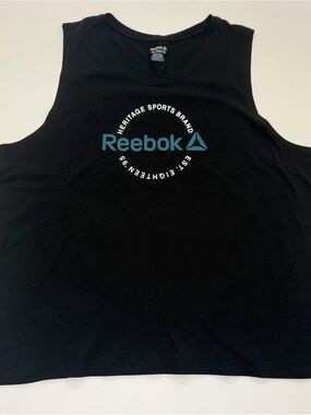 Reebok Black Tank Top with Teal Logo